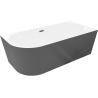 Mexen Silo freestanding corner bathtub right grooved 150 x 75 cm, white/gray, gun gray brushed overflow - 52891507562P-66