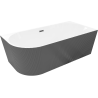 Mexen Silo freestanding corner right ribbed bath 150 x 75 cm, white/grey, gun gray brushed overflow - 52891507562P-66