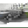 Mexen Silo Freestanding Corner Right Grooved Bathtub 150 x 75 cm, White/Gray, Black Overflow - 52891507562P-70