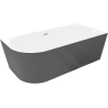 Mexen Silo freestanding corner right grooved bathtub 150 x 75 cm, white/gray, brushed nickel overflow - 52891507562P-97