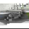 Mexen Silo freestanding corner right fluted bathtub 170 x 80 cm, white/gray, chrome overflow - 52891708062P-01