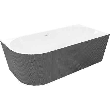 Mexen Silo free-standing corner bathtub, right grooved 170 x 80 cm, white/gray, white overflow - 52891708062P-20