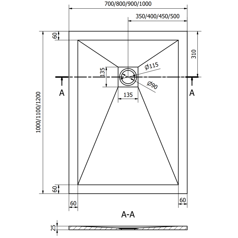Mexen Stone+ composite rectangular shower tray 100 x 80 cm, grey-concrete - 44618010