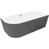 Mexen Silo freestanding corner right ribbed bathtub 170 x 80 cm, white/gray, gold overflow - 52891708062P-50
