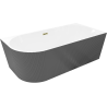 Mexen Silo freestanding corner right ribbed bathtub 170 x 80 cm, white/grey, gold overflow - 52891708062P-50