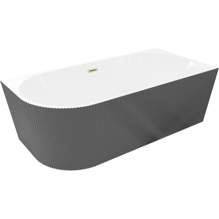 Mexen Silo free-standing right corner grooved bathtub 170 x 80 cm, white/gray, brushed gold overflow - 52891708062P-55