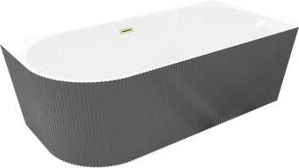 Mexen Silo free-standing right corner grooved bathtub 170 x 80 cm, white/gray, brushed gold overflow - 52891708062P-55