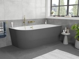 Mexen Silo free-standing right corner grooved bathtub 170 x 80 cm, white/gray, brushed gold overflow - 52891708062P-55