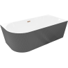 Mexen Silo freestanding corner right ribbed bathtub 170 x 80 cm, white/gray, overflow rose gold - 52891708062P-60