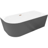Mexen Silo freestanding corner right ribbed bathtub 170 x 80 cm, white/grey, rose gold overflow - 52891708062P-60