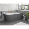 Mexen Silo freestanding corner right ribbed bathtub 170 x 80 cm, white/gray, overflow rose gold - 52891708062P-60