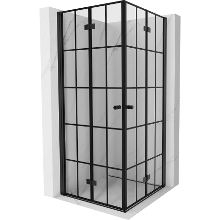 Mexen Mist-F Duo 70 x 70 cm Foldable Shower Cabin, Black Grid, Black - 8A6-070L-070P-70-77