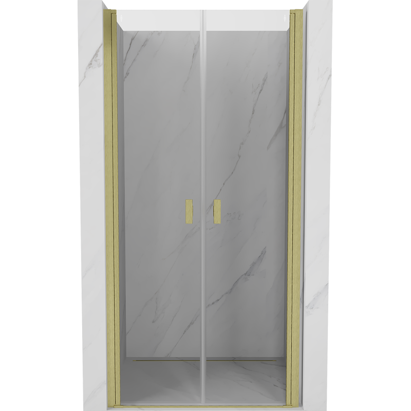 Mexen Mist 70 cm Hinged Shower Door, Transparent, Brushed Gold - 8A7-070-000-55-00