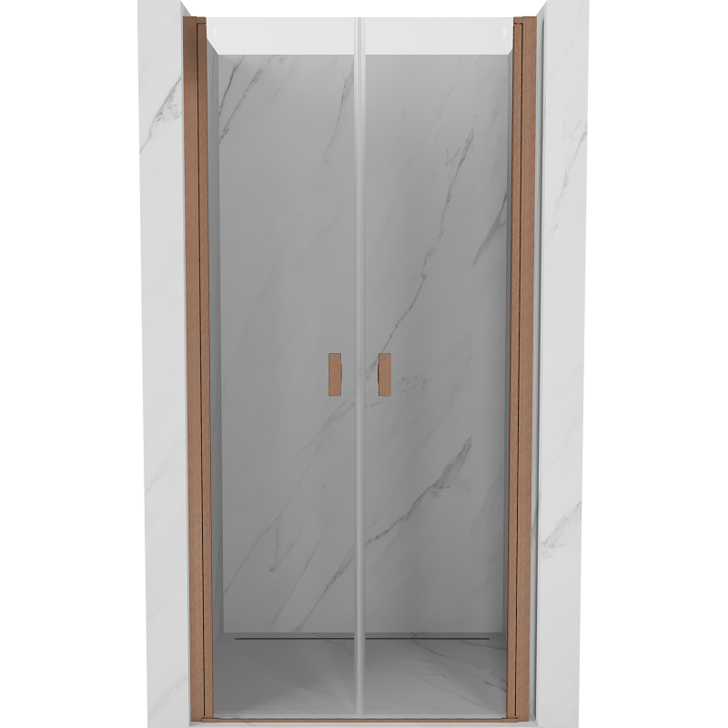 Mexen Mist 70 cm Hinged Shower Door, Transparent, Brushed Copper - 8A7-070-000-65-00