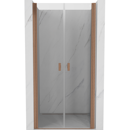Mexen Mist 70 cm Hinged Shower Door, Transparent, Brushed Copper - 8A7-070-000-65-00