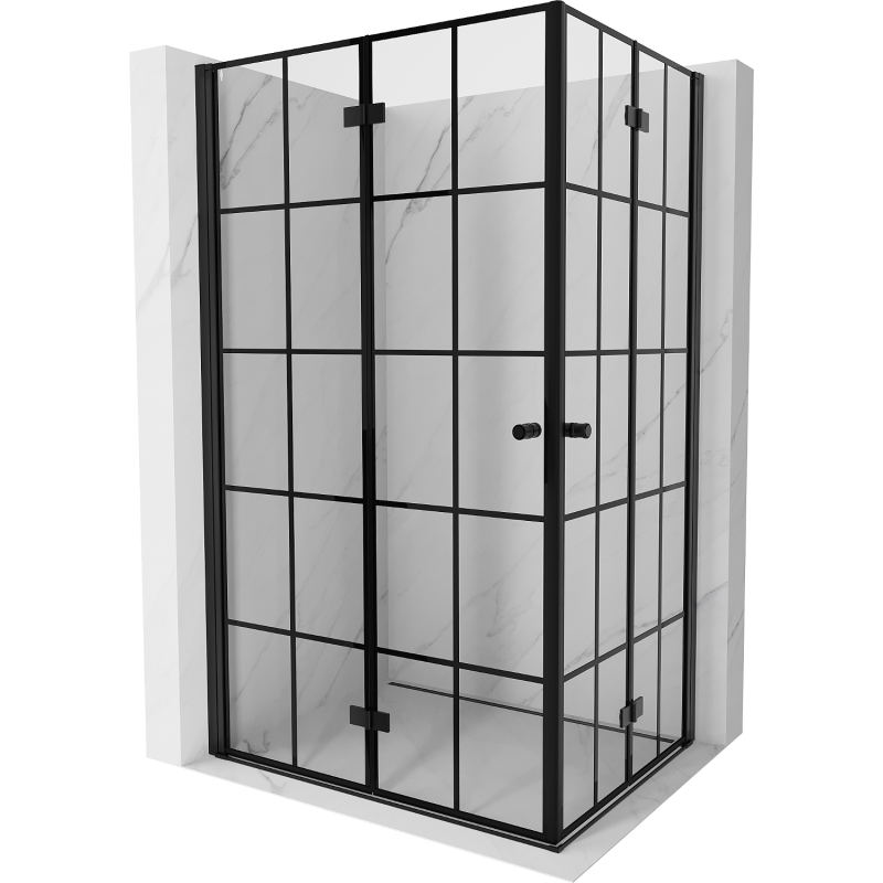 Mexen Mist-F Duo folding shower cabin left 100 x 70 cm, black grid, black - 8A6-100L-070P-70-77