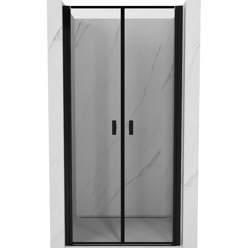 Mexen Mist 80 cm Hinged Shower Door, Black Frame, Black - 8A7-080-000-70-70