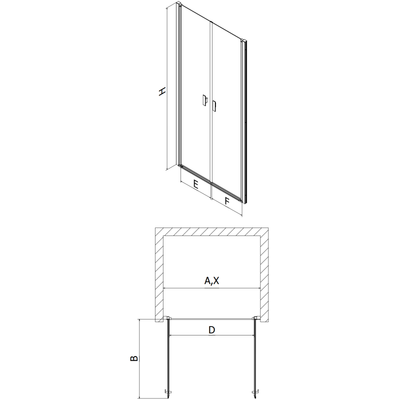 Mexen Mist 90 cm Hinged Shower Door, Black Frame, Black - 8A7-090-000-70-70