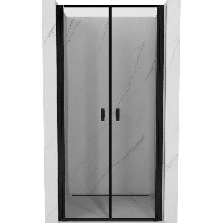 Mexen Mist 90 cm Hinged Shower Door, Black Frame, Black - 8A7-090-000-70-70