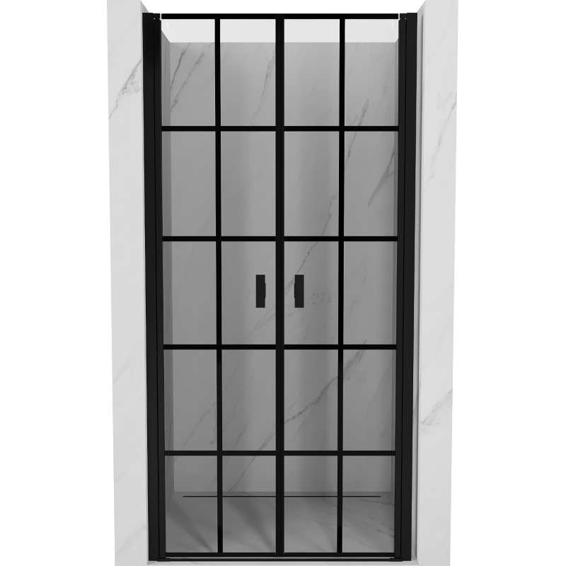 Mexen Mist shower door pivot 75 cm, black grid, black - 8A7-075-000-70-77