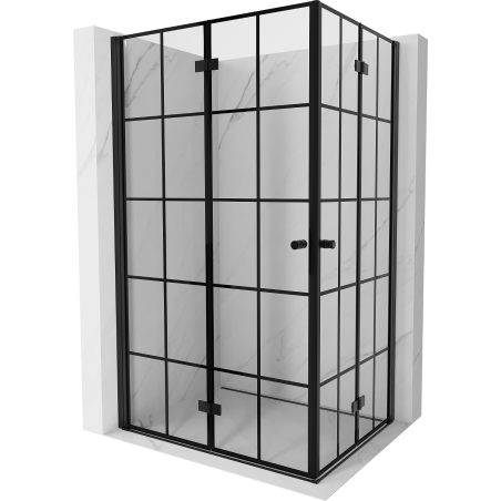 Mexen Mist-F Duo left folding shower cabin 110 x 80 cm, black grid, black - 8A6-110L-080P-70-77