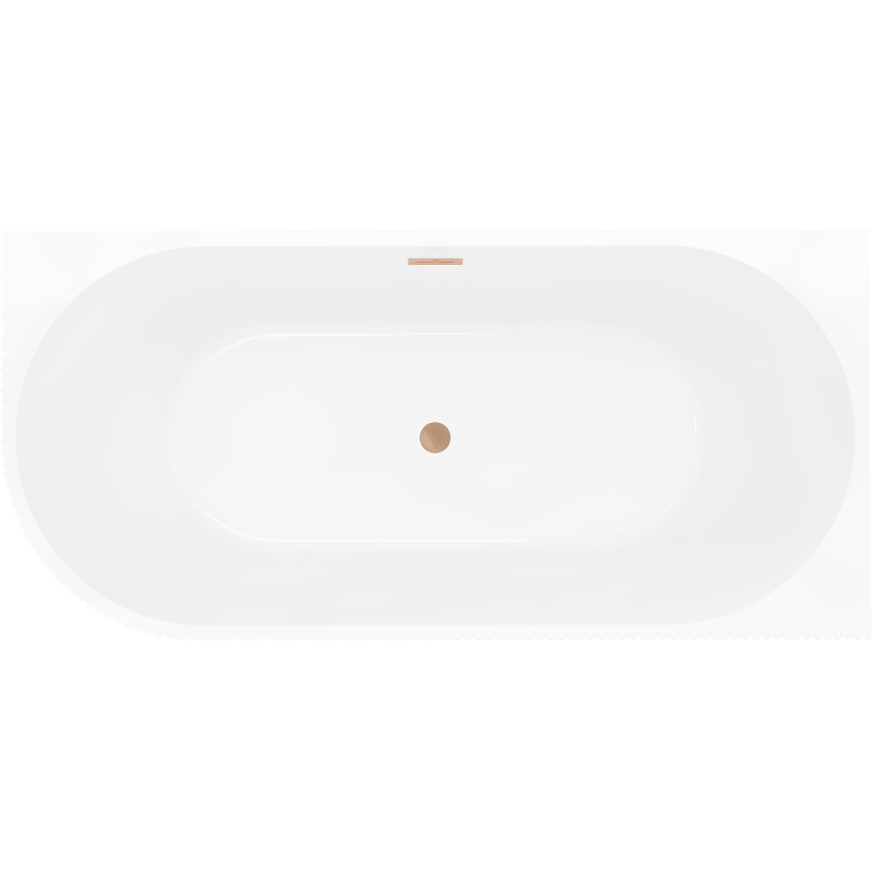 Mexen Silo freestanding corner right ribbed bath 170 x 80 cm, white/grey, brushed copper overflow - 52891708062P-65