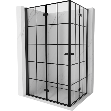 Mexen Mist-F Duo folding shower cabin left 90 x 85 cm, black grid, black - 8A6-090L-085P-70-77