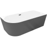 Mexen Silo freestanding corner bath right fluted 170 x 80 cm, white/grey, black overflow - 52891708062P-70