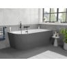 Mexen Silo freestanding corner right ribbed bathtub 170 x 80 cm, white/gray, black overflow - 52891708062P-70
