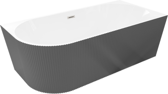 Mexen Silo freestanding corner right ridged bathtub 170 x 80 cm, white/gray, brushed nickel overflow - 52891708062P-97