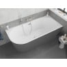 Mexen Silo freestanding corner right ribbed bath 170 x 80 cm, white/grey, brushed nickel overflow - 52891708062P-97