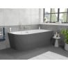 Mexen Silo freestanding corner right ribbed bath 170 x 80 cm, white/grey, brushed nickel overflow - 52891708062P-97