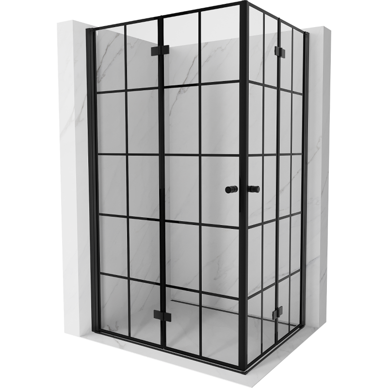 Mexen Mist-F Duo left-folding shower cabin 120 x 85 cm, black grid, black - 8A6-120L-085P-70-77
