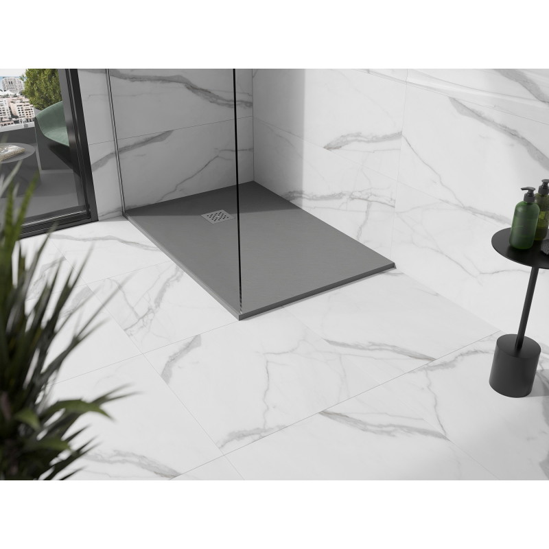 Mexen Stone+ composite rectangular shower tray 100 x 90 cm, gray-concrete - 44619010