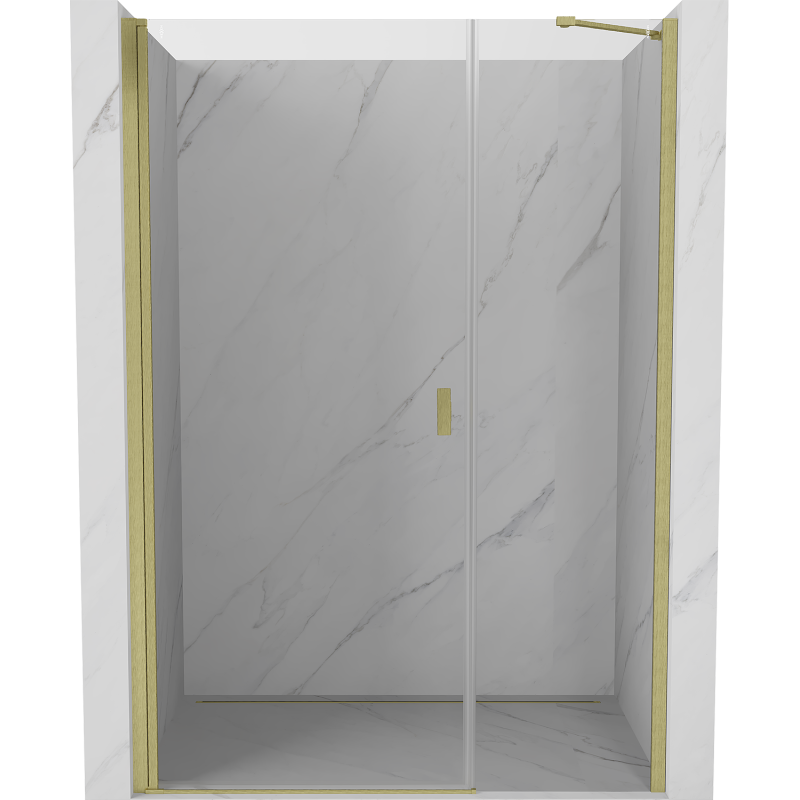 Mexen Mist-B 95 cm Hinged Shower Door, Transparent, Brushed Gold - 8A2-095-001-55-00