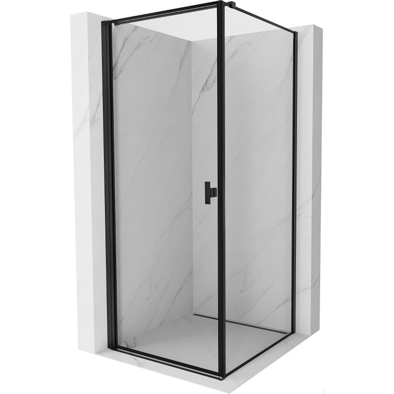 Mexen Mist-B left hinged shower enclosure 70 x 70 cm, black frame, black - 8A2T-070-070-70-70-L