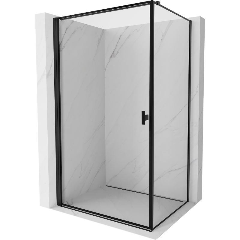 Mexen Mist-B shower cabin pivot door left 80 x 70 cm, black frame, black - 8A2T-080-070-70-70-L
