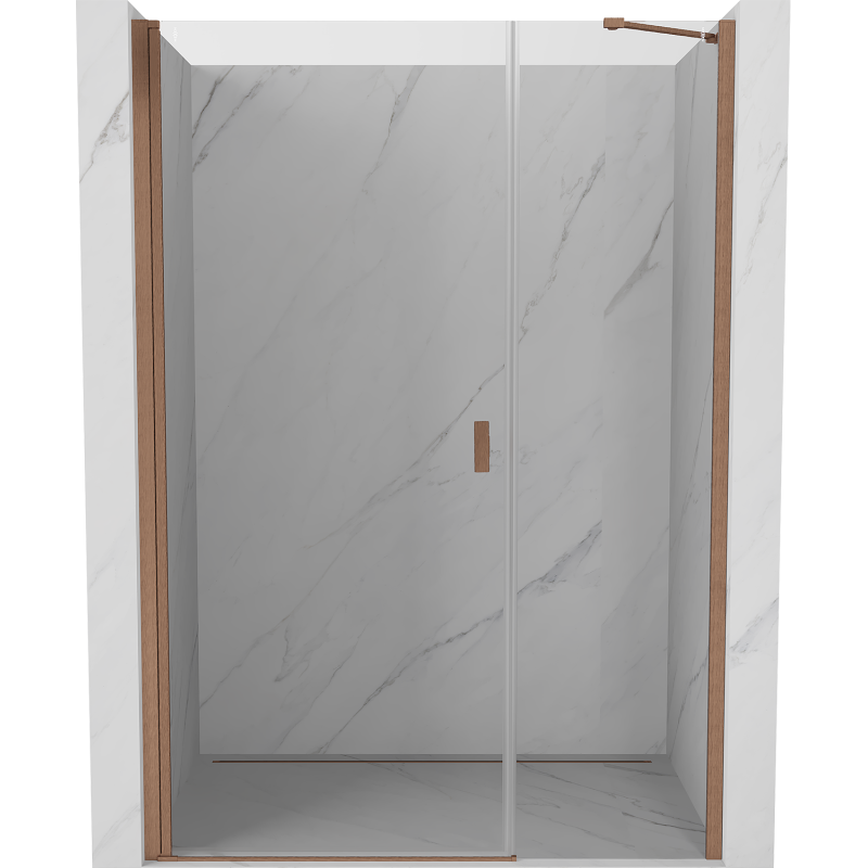 Mexen Mist-B 100 cm Hinged Shower Door, Transparent, Brushed Copper - 8A2-100-001-65-00