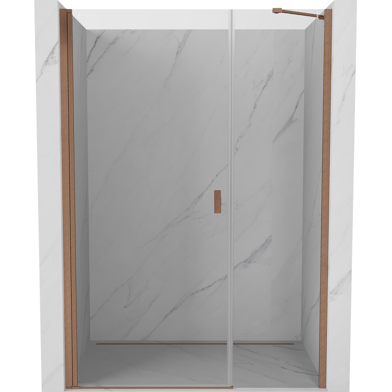 Mexen Mist-B 105 cm Hinged Shower Door, Transparent, Brushed Copper - 8A2-105-001-65-00