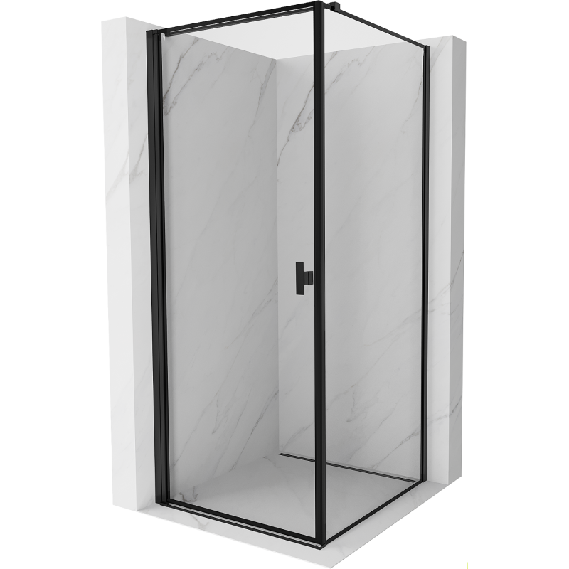 Mexen Mist-B left pivot shower cabin 80 x 80 cm, black frame, black - 8A2T-080-080-70-70-L