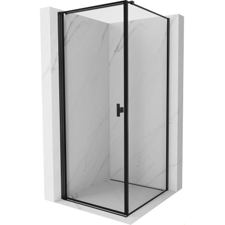Mexen Mist-B left-hinged shower enclosure 100 x 100 cm, black frame, black - 8A2T-100-100-70-70-L