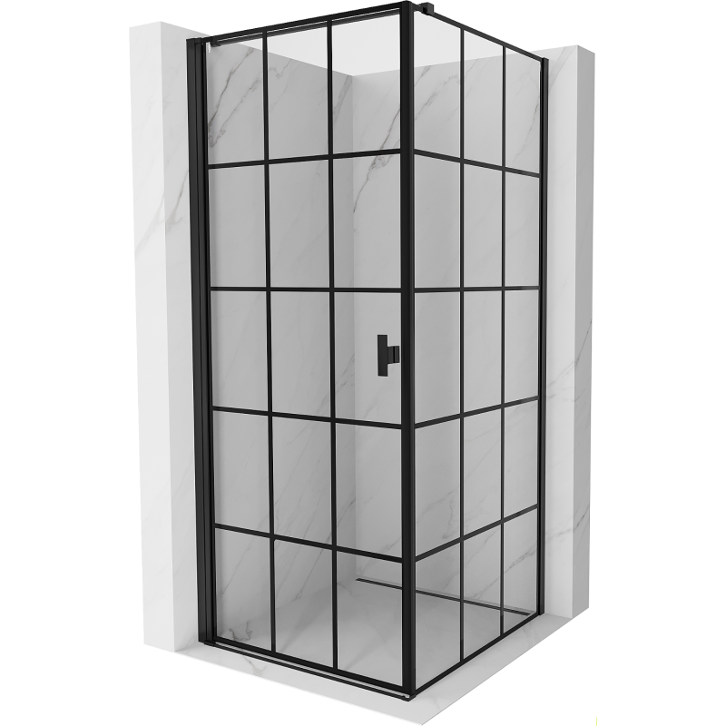 Mexen Mist-B shower enclosure pivot left 70 x 70 cm, black grid, black - 8A2T-070-070-70-77-L