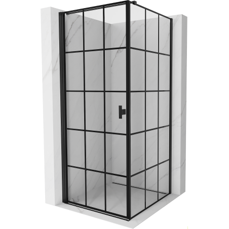 Mexen Mist-B shower enclosure pivot left 70 x 70 cm, black grid, black - 8A2T-070-070-70-77-L