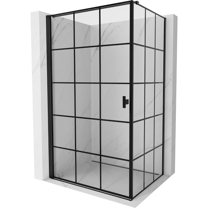 Mexen Mist-B pivot shower enclosure left 70 x 75 cm, black grid, black - 8A2T-070-075-70-77-L
