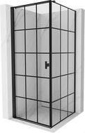 Mexen Mist-B left pivot shower enclosure 80 x 80 cm, black grid, black - 8A2T-080-080-70-77-L