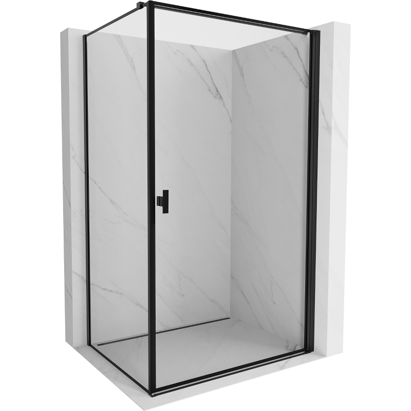 Mexen Mist-B hinged shower enclosure right 90 x 110 cm, black frame, black - 8A2T-090-110-70-70-P