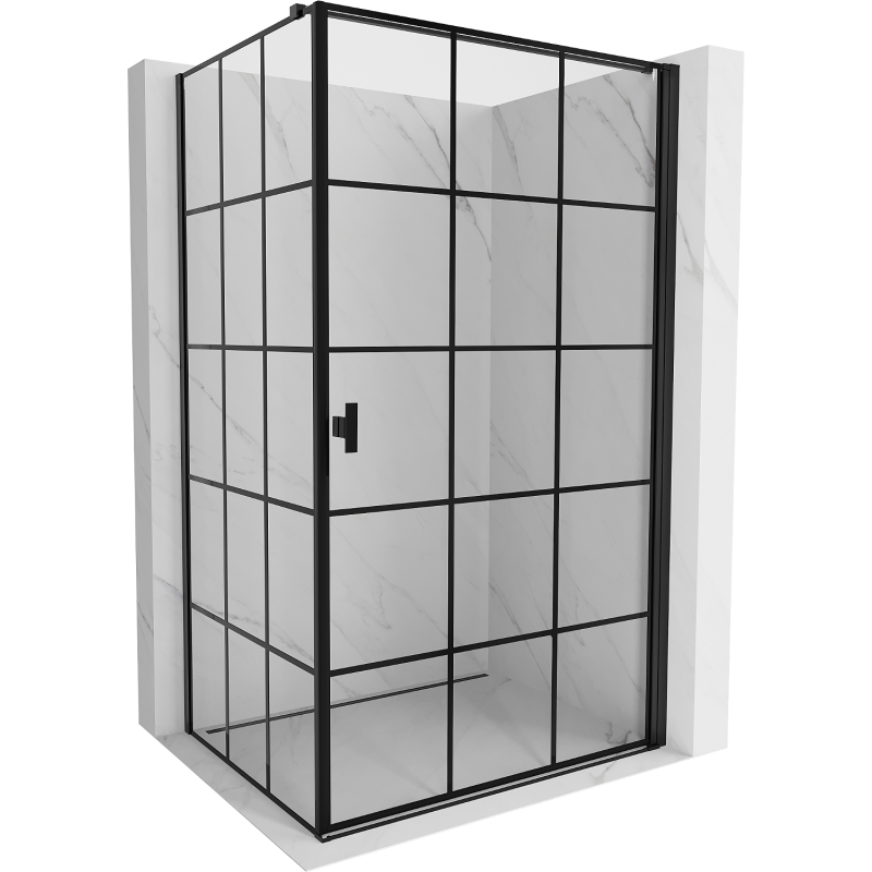 Mexen Mist-B right hinged shower enclosure 90 x 80 cm, black grid, black - 8A2T-090-080-70-77-P
