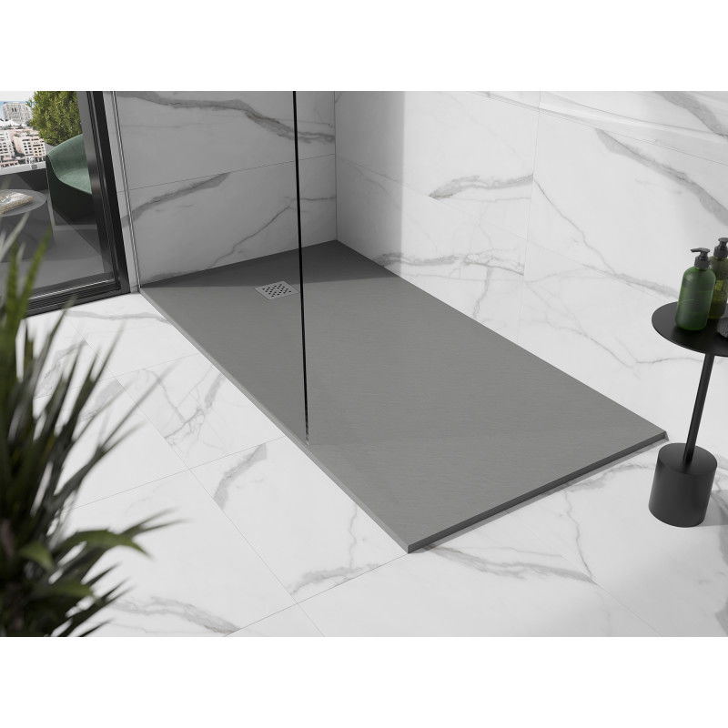 Mexen Stone+ composite rectangular shower tray 160 x 100 cm, grey-concrete - 44611016