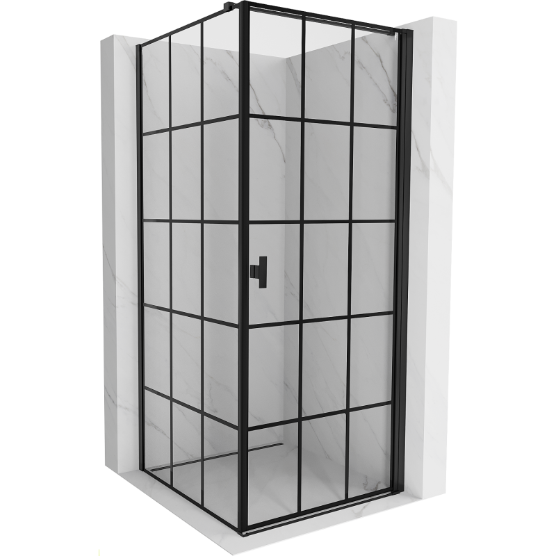 Mexen Mist-B right-hinged shower enclosure 100 x 100 cm, black grid, black - 8A2T-100-100-70-77-P