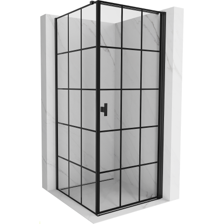 Mexen Mist-B right-hinged shower enclosure 100 x 100 cm, black grid, black - 8A2T-100-100-70-77-P